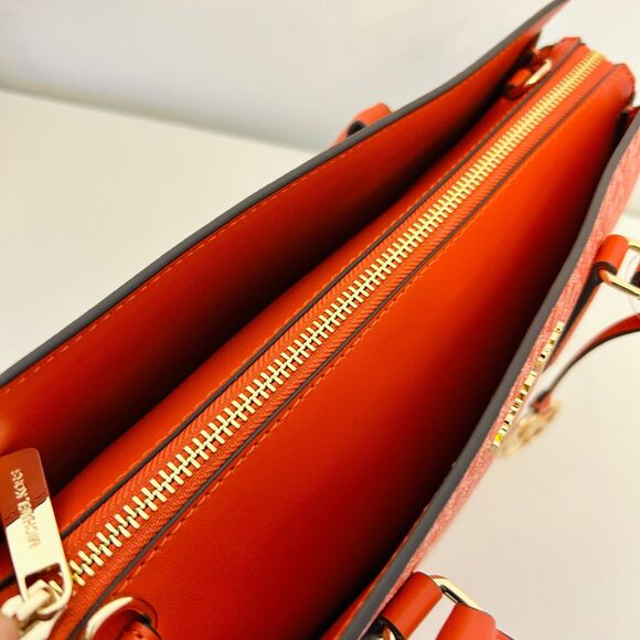 Michael Kors Purse Sheila Medium Ombré Signature Logo Satchel Red Clay - Picture 6 of 10